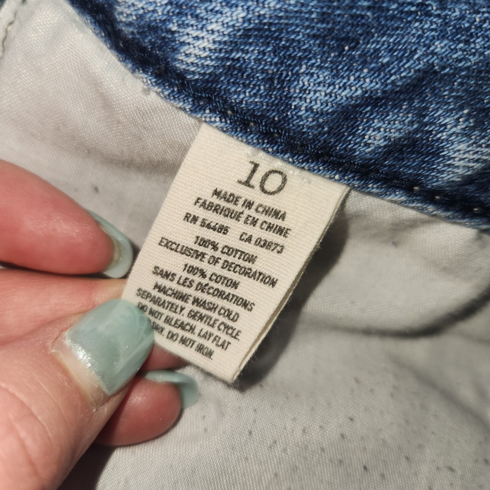 Y2k American Eagle Jean Shorts Micro Glitter Star Pockets Festival Rave Sz 10 - Picture 5 of 9